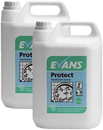 2x Evans Protect Fresh Fragranced Concentrated Multi Purpose Disinfectant Cleaner and Sanitiser Liquid 5Ltr x2