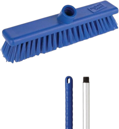 Robert Scott Soft Washable Broom Head 30cm and 125cm Hygiene Handle for Indoor and Outdoor Sweeping (Blue)