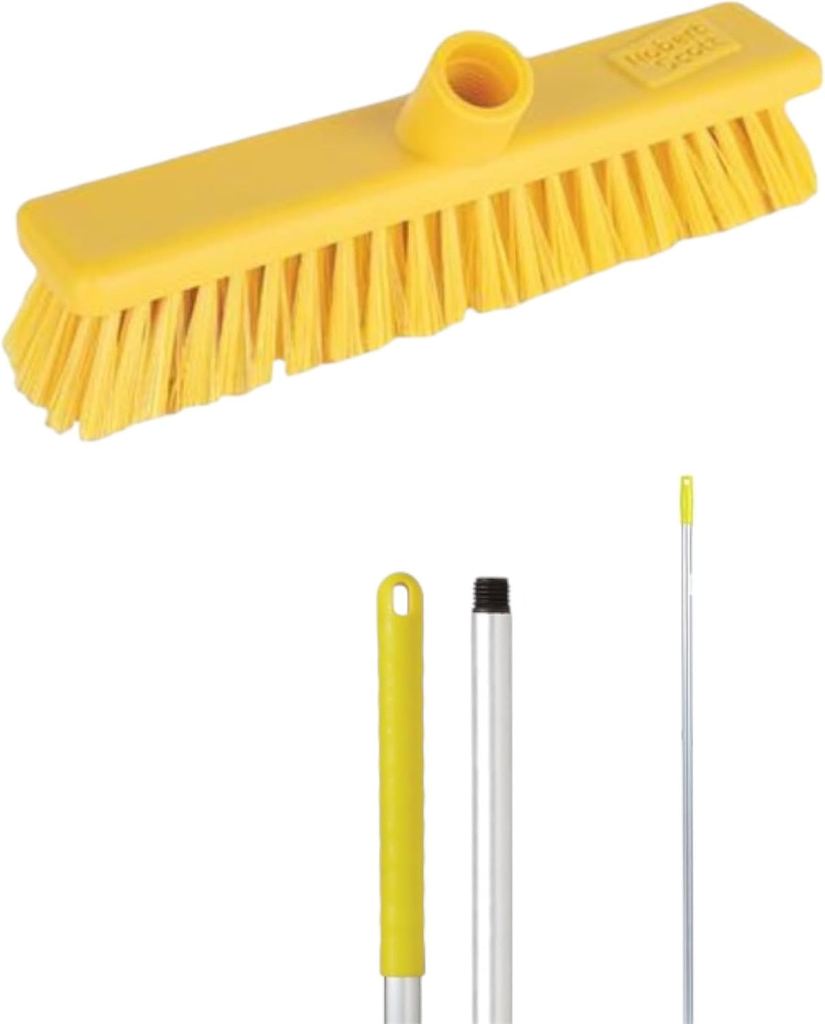 Robert Scott Soft Washable Broom Head 30cm and 125cm Hygiene Handle for Indoor and Outdoor Sweeping (Yellow)