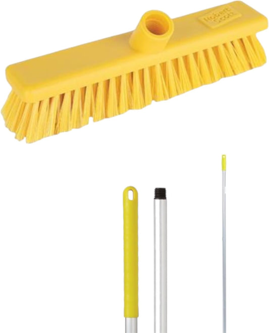 Robert Scott Soft Washable Broom Head 30cm and 125cm Hygiene Handle for Indoor and Outdoor Sweeping (Yellow)